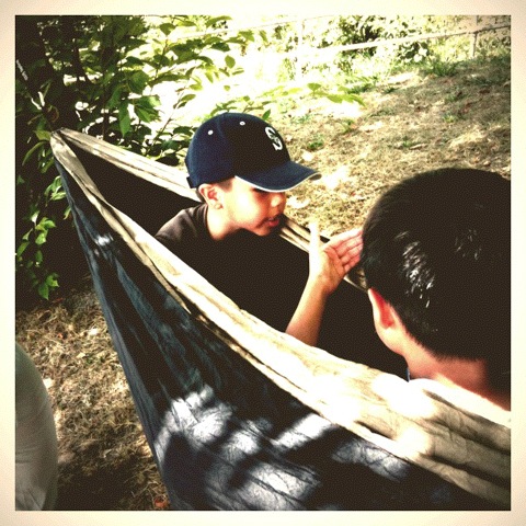 Aidan and Marcos in my Eagles Nest Outfitter double nest hammock